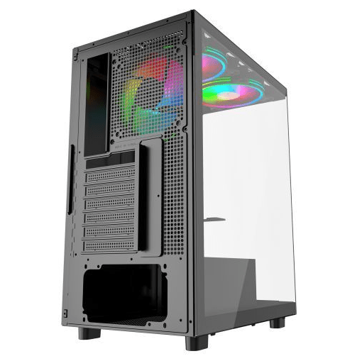 Vida Vetro Black ARGB Gaming Case w/ Glass Front & Side, ATX, 3x ARGB Fans, 6 - Port PWM ARGB Fan Hub & Remote Control - Pink Parsnip Computers