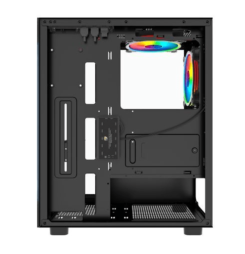 Vida Vetro Black ARGB Gaming Case w/ Glass Front & Side, ATX, 3x ARGB Fans, 6 - Port PWM ARGB Fan Hub & Remote Control - Pink Parsnip Computers