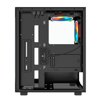 Vida Vetro Black ARGB Gaming Case w/ Glass Front & Side, ATX, 3x ARGB Fans, 6 - Port PWM ARGB Fan Hub & Remote Control - Pink Parsnip Computers