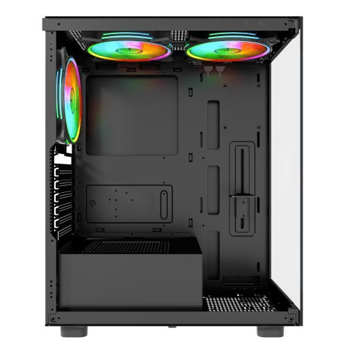 Vida Vetro Black ARGB Gaming Case w/ Glass Front & Side, ATX, 3x ARGB Fans, 6 - Port PWM ARGB Fan Hub & Remote Control - Pink Parsnip Computers