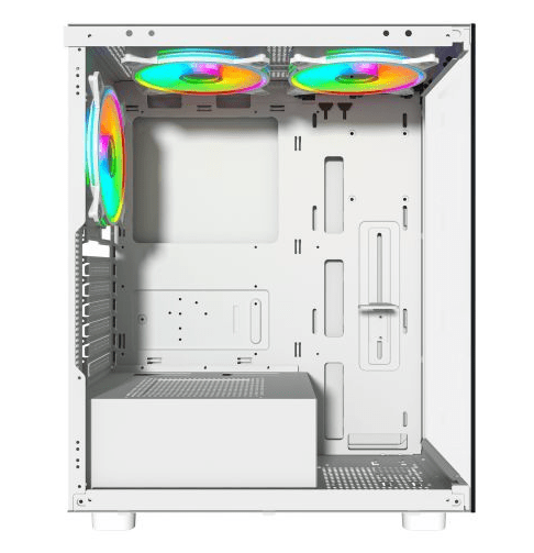 Vida Vetro White ARGB Gaming Case w/ Glass Front & Side, ATX, 3x ARGB Fans, 6 - Port PWM ARGB Fan Hub & Remote Control - Pink Parsnip Computers