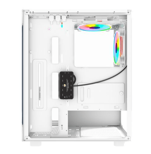 Vida Vetro White ARGB Gaming Case w/ Glass Front & Side, ATX, 3x ARGB Fans, 6 - Port PWM ARGB Fan Hub & Remote Control - Pink Parsnip Computers