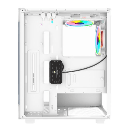 Vida Vetro White ARGB Gaming Case w/ Glass Front & Side, ATX, 3x ARGB Fans, 6 - Port PWM ARGB Fan Hub & Remote Control - Pink Parsnip Computers